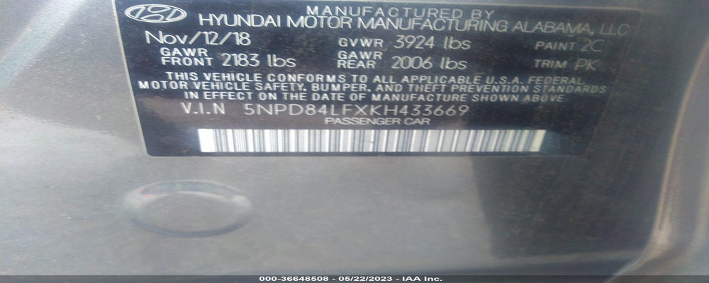 5NPD84LFXKH433669 2019 HYUNDAI ELANTRA photo no. 9