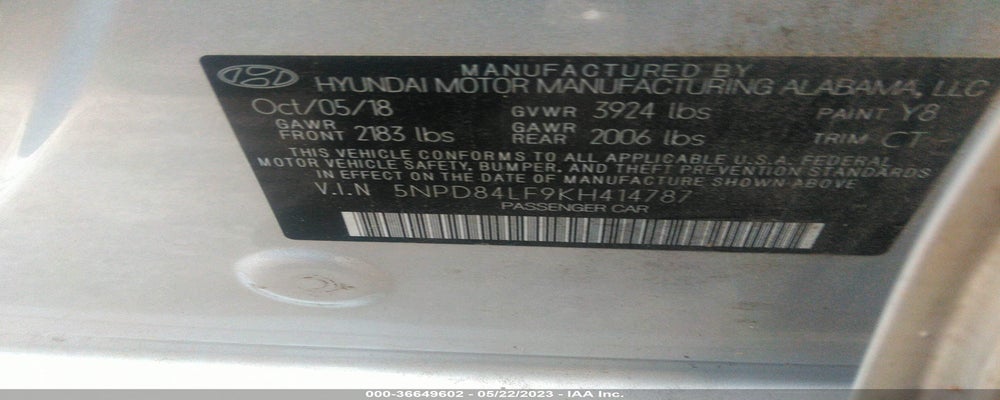 5NPD84LF9KH414787 2019 HYUNDAI ELANTRA photo no. 9