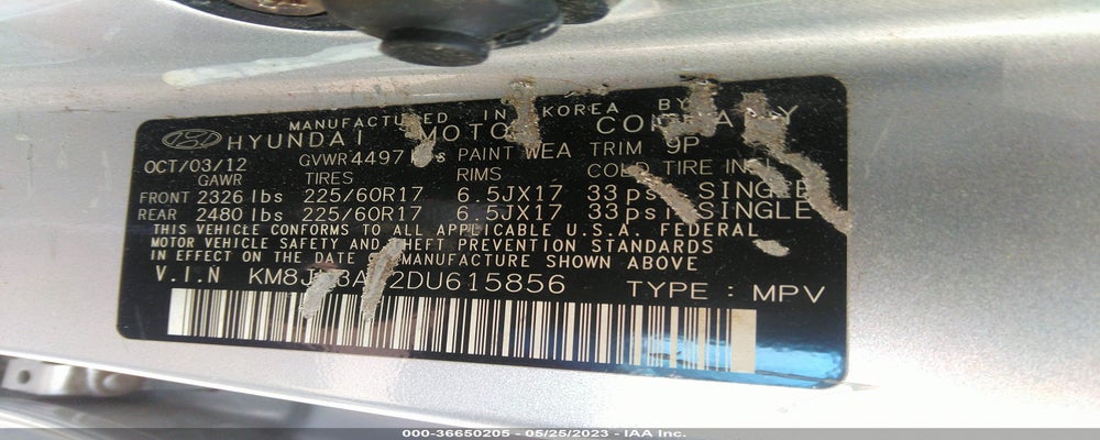 KM8JU3AC2DU615856 2013 HYUNDAI TUCSON photo no. 9