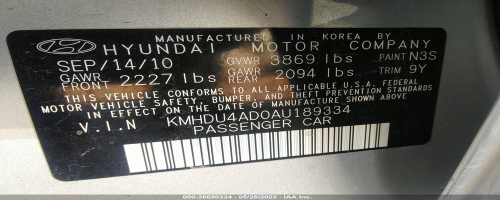 KMHDU4ADOAU189334 2010 HYUNDAI ELANTRA photo no. 9