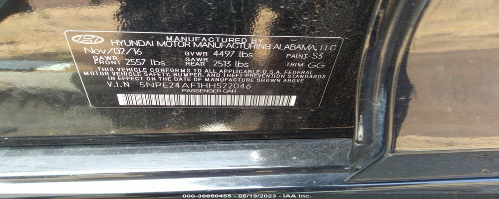5NPE24AF1HH522046 2017 HYUNDAI SONATA photo no. 9