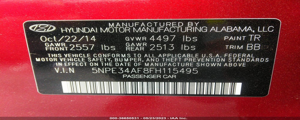 5NPE34AF8FH115495 2015 HYUNDAI SONATA photo no. 9