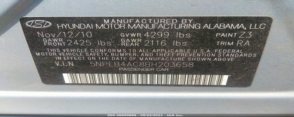 5NPEB4AC8BH203658 2011 HYUNDAI SONATA photo no. 9