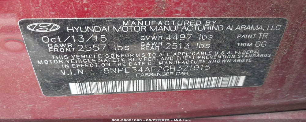 5NPE34AF2GH321915 2016 HYUNDAI SONATA photo no. 9