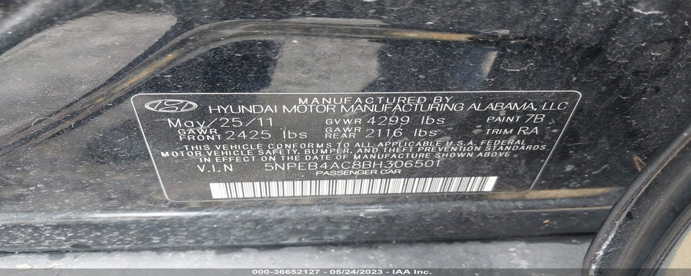 5NPEB4AC8BH306501 2011 HYUNDAI SONATA photo no. 9