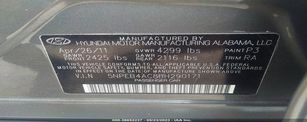 5NPEB4AC8BH290171 2011 HYUNDAI SONATA photo no. 9