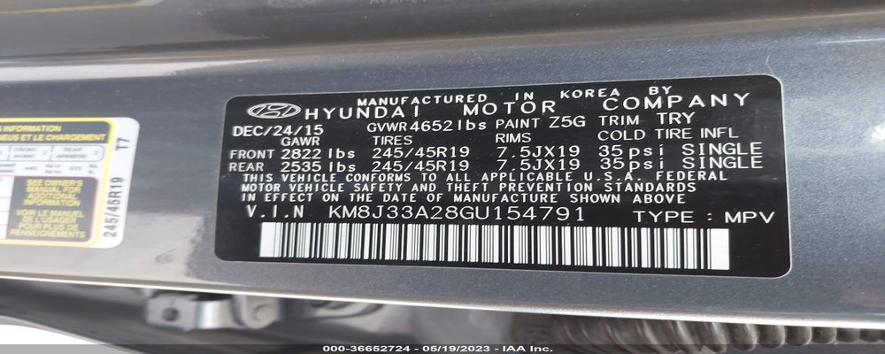 KM8J33A28GU154791 2016 HYUNDAI TUCSON photo no. 9
