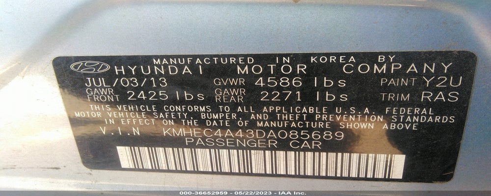 KMHEC4A43DA085689 2013 HYUNDAI SONATA photo no. 9