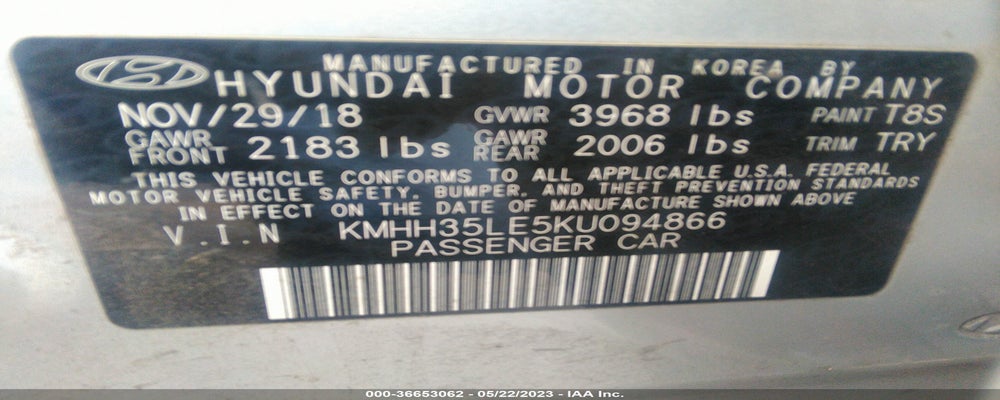 KMHH35LE5KU094866 2019 HYUNDAI ELANTRA GT photo no. 9