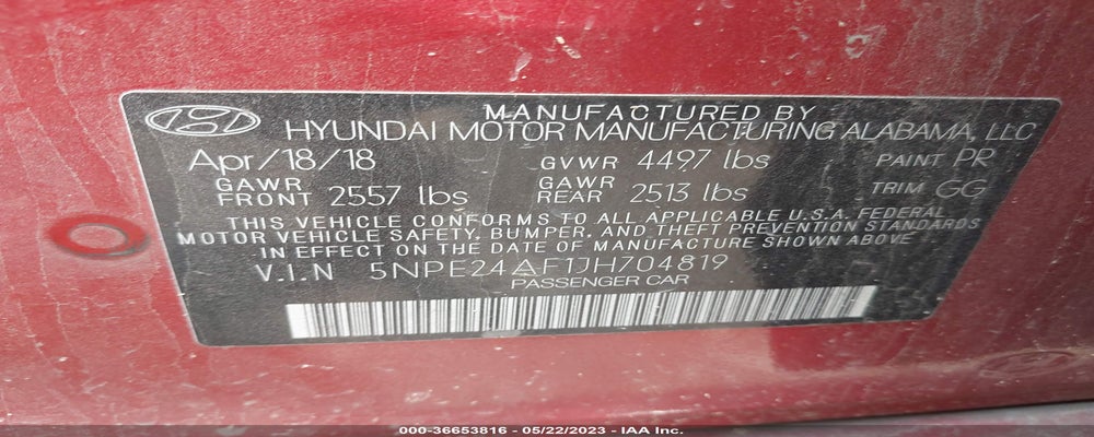 5NPE24AF1JH704819 2018 HYUNDAI SONATA photo no. 9