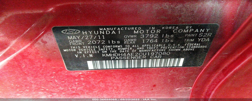 KMHDH4AE2CU197080 2012 HYUNDAI ELANTRA photo no. 9