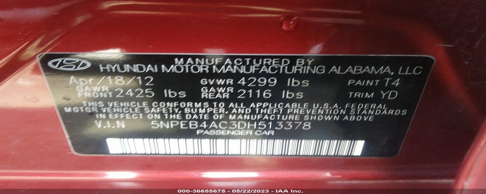 5NPEB4AC3DH513378 2013 HYUNDAI SONATA photo no. 9