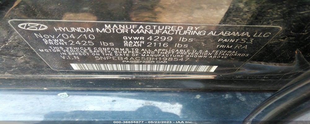 5NPEB4AC5BH198547 2011 HYUNDAI SONATA photo no. 9