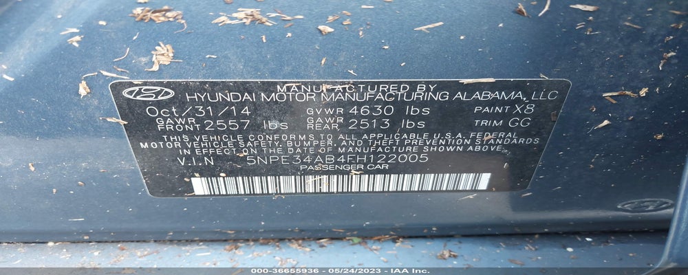 5NPE34AB4FH122005 2015 HYUNDAI SONATA photo no. 9