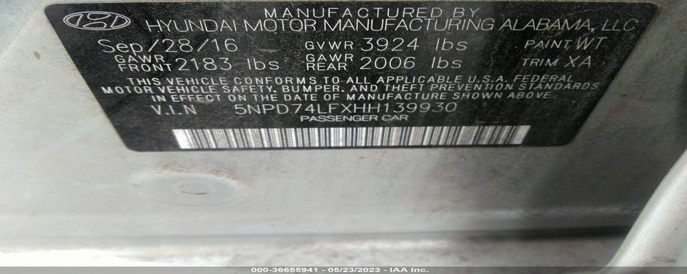 5NPD74LFXHH139930 2017 HYUNDAI ELANTRA photo no. 9