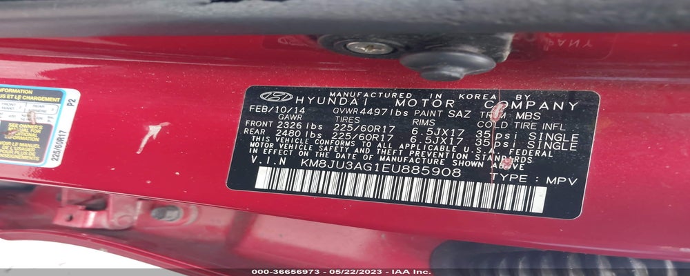 KM8JU3AG1EU885908 2014 HYUNDAI TUCSON photo no. 9
