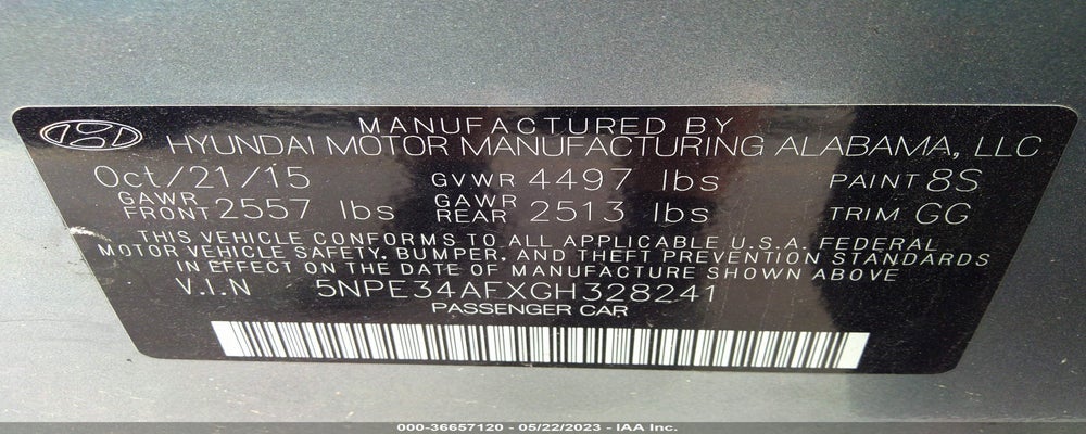 5NPE34AFXGH328241 2016 HYUNDAI SONATA photo no. 9