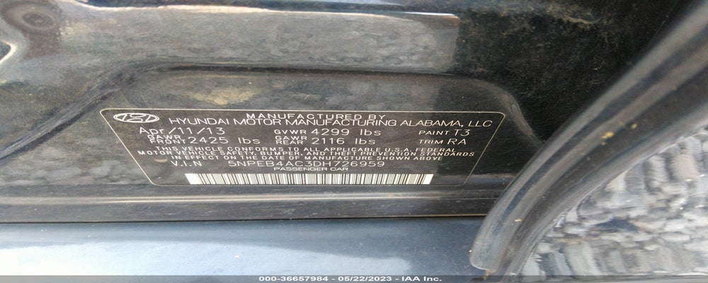 5NPEB4AC3DH726959 2013 HYUNDAI SONATA photo no. 9