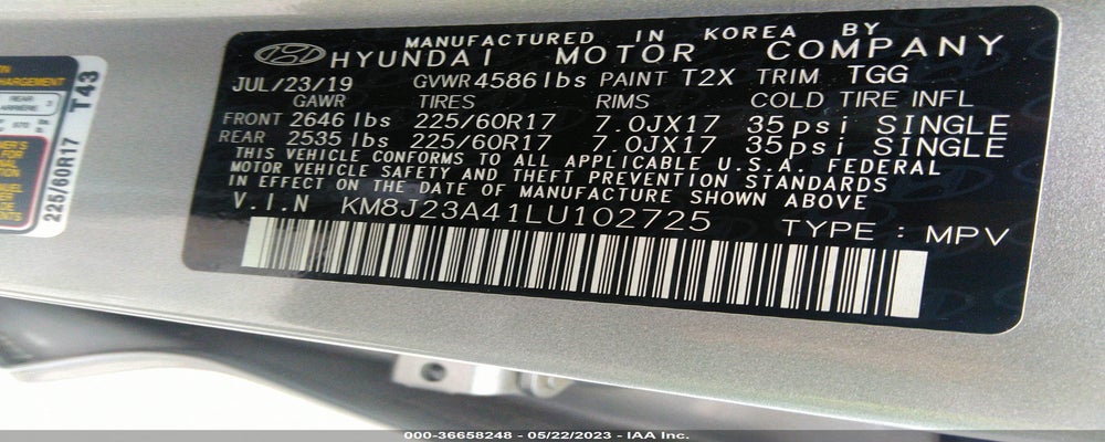 KM8J23A41LU102725 2020 HYUNDAI TUCSON photo no. 9