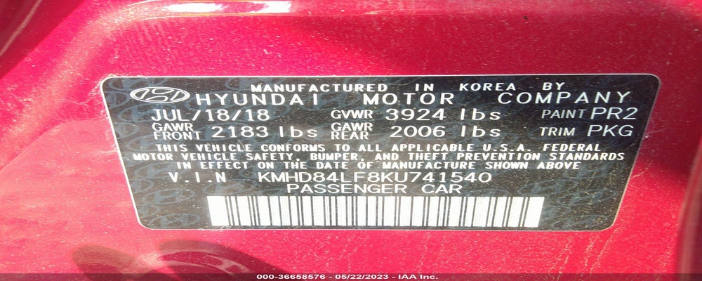 KMHD84LF8KU741540 2019 HYUNDAI ELANTRA photo no. 9