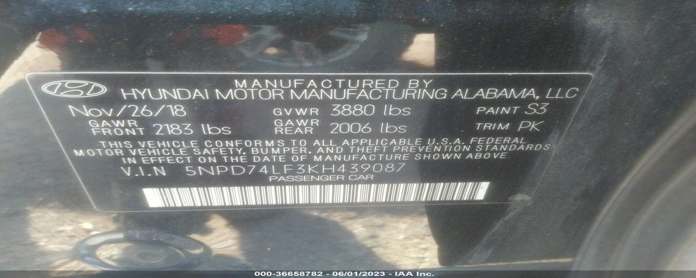 5NPD74LF3KH439087 2019 HYUNDAI ELANTRA photo no. 9