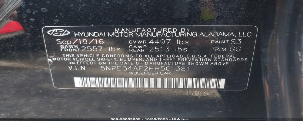 5NPE34AF2HH501381 2017 HYUNDAI SONATA photo no. 9