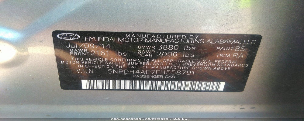 5NPDH4AE7FH558791 2015 HYUNDAI ELANTRA photo no. 9
