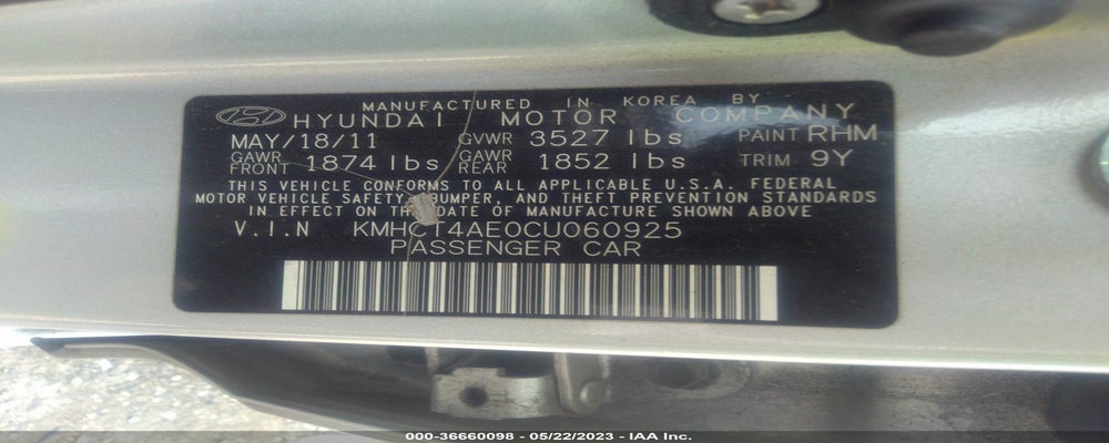 KMHCT4AE0CU060925 2012 HYUNDAI ACCENT photo no. 9