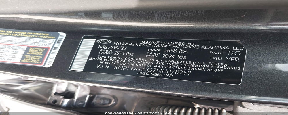 5NPLM4AG2NH078259 2022 HYUNDAI ELANTRA photo no. 9