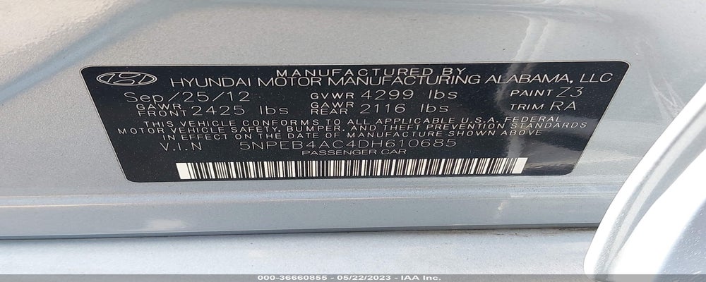 5NPEB4AC4DH610685 2013 HYUNDAI SONATA photo no. 9
