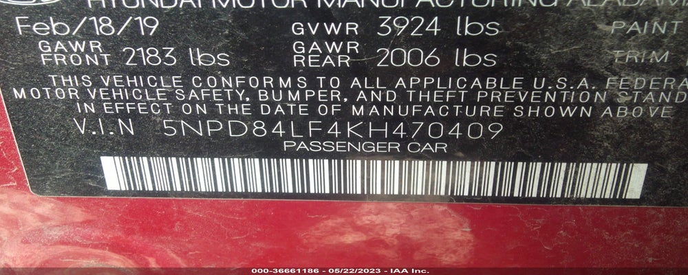 5NPD84LF4KH470409 2019 HYUNDAI ELANTRA photo no. 9