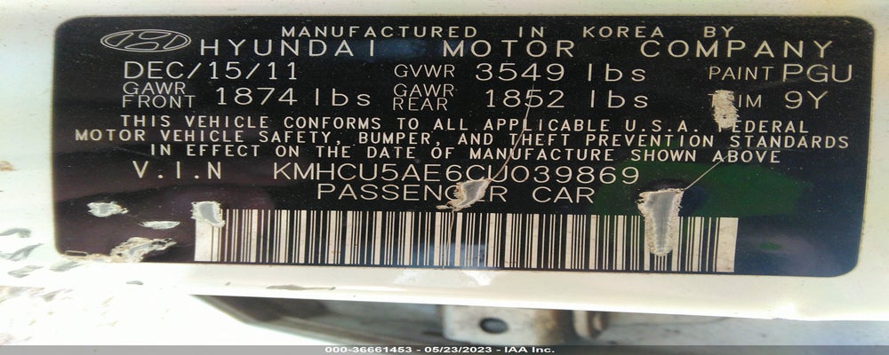 KMHCU5AE6CU039869 2012 HYUNDAI ACCENT photo no. 9