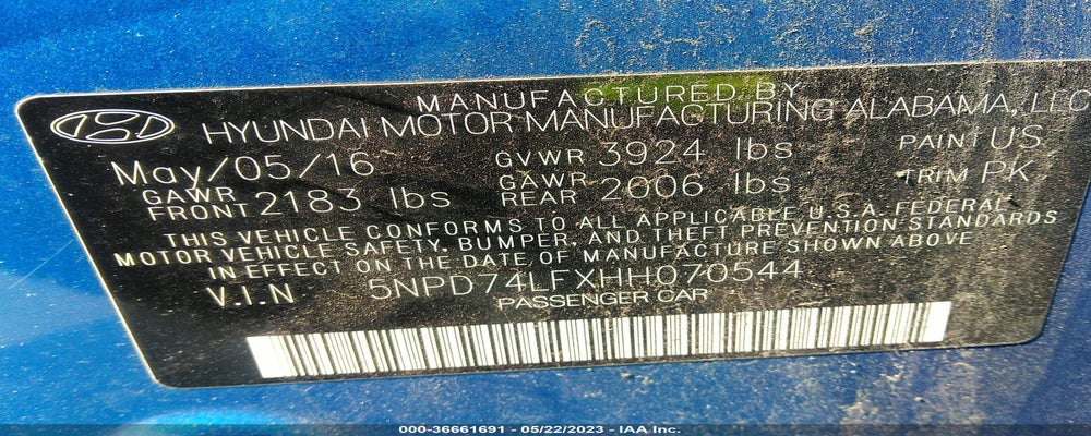 5NPD74LFXHH070544 2017 HYUNDAI ELANTRA photo no. 9