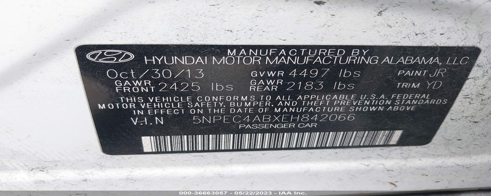 5NPEC4ABXEH842066 2014 HYUNDAI SONATA photo no. 9