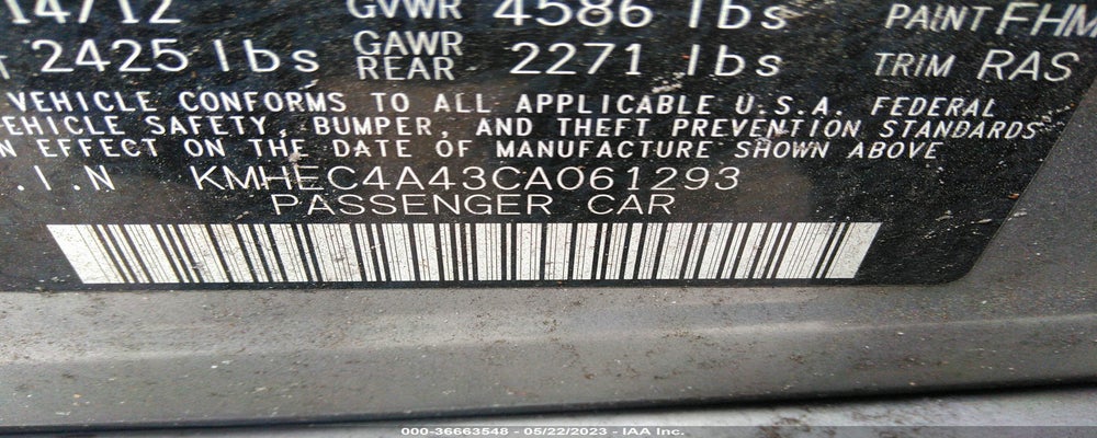 KMHEC4A43CA061293 2012 HYUNDAI SONATA photo no. 9
