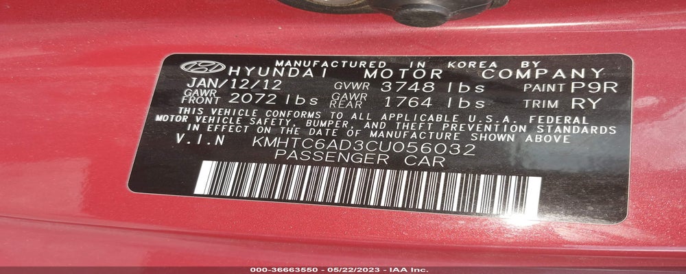 KMHTC6AD3CU056032 2012 HYUNDAI VELOSTER photo no. 9