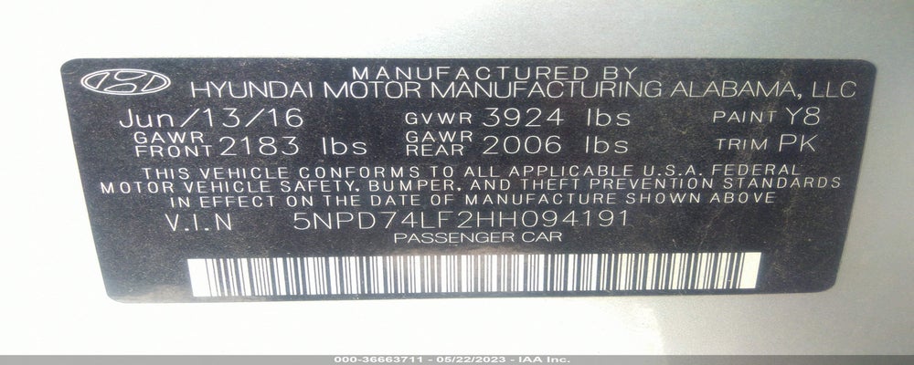 5NPD74LF2HH094191 2017 HYUNDAI ELANTRA photo no. 9