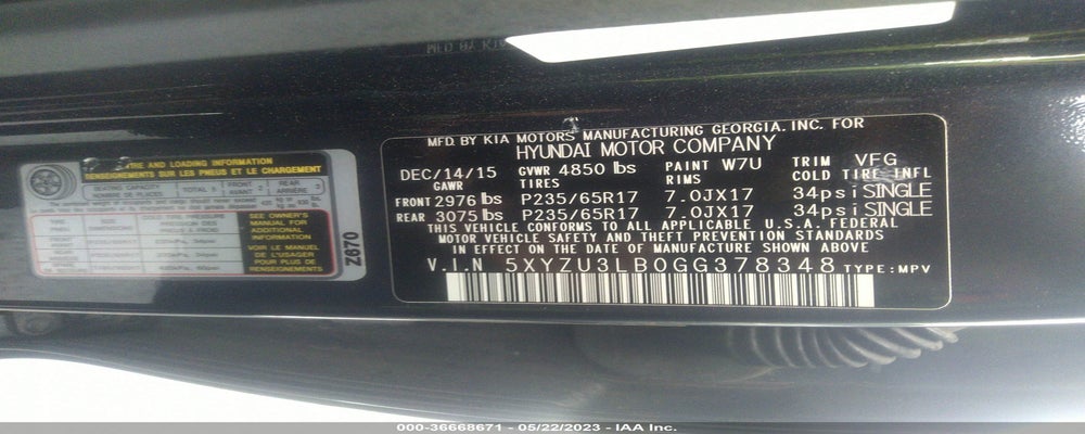 5XYZU3LB0GG378348 2016 HYUNDAI SANTA FE SPORT photo no. 9