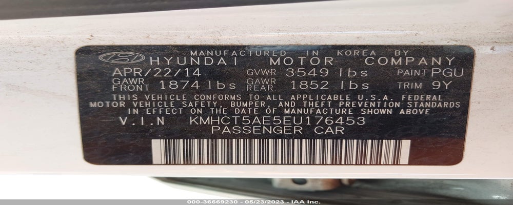 KMHCT5AE5EU176453 2014 HYUNDAI ACCENT photo no. 9
