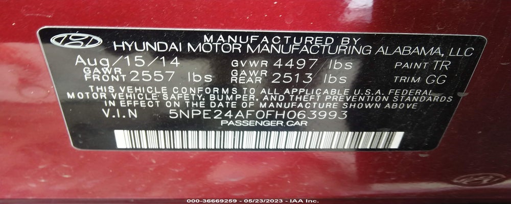 5NPE24AF0FH063993 2015 HYUNDAI SONATA photo no. 9