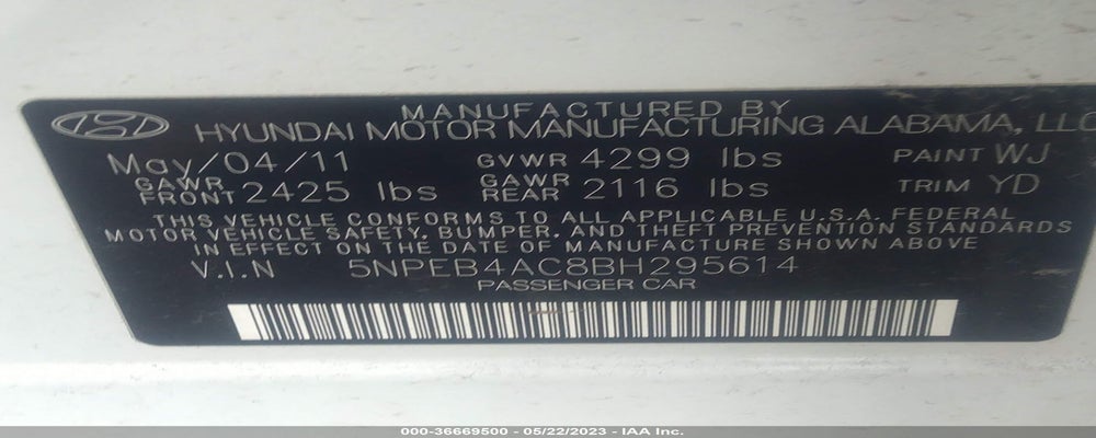 5NPEB4AC8BH295614 2011 HYUNDAI SONATA photo no. 9