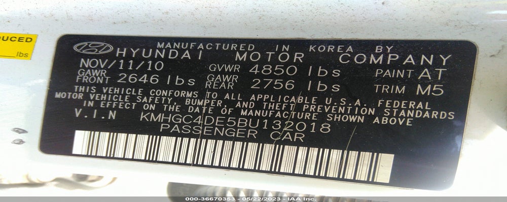 KMHGC4DE5BU132018 2011 HYUNDAI GENESIS photo no. 9