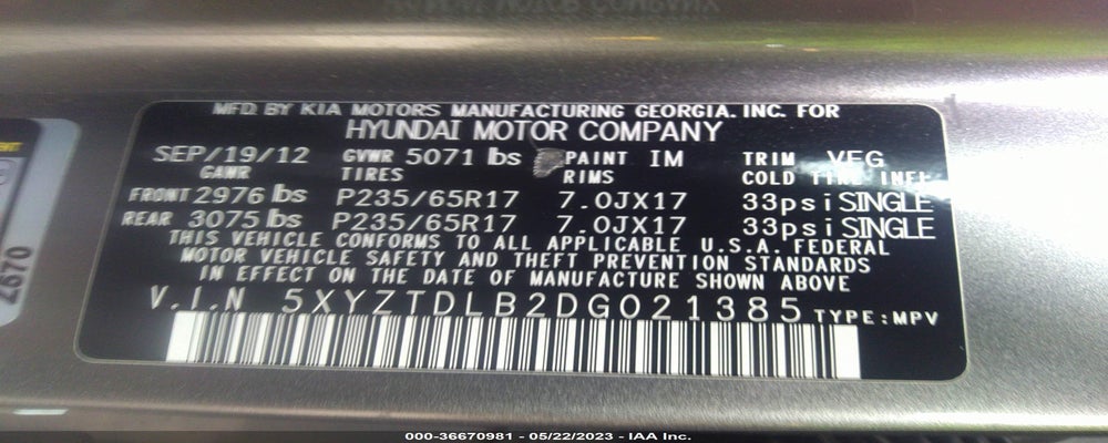 5XYZTDLB2DG021385 2013 HYUNDAI SANTA FE SPORT photo no. 9