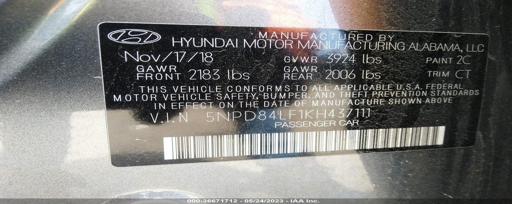 5NPD84LF1KH437111 2019 HYUNDAI ELANTRA photo no. 9