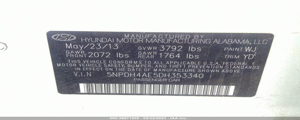 5NPDH4AE5DH353340 2013 HYUNDAI ELANTRA photo no. 9