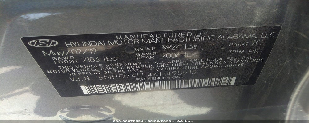 5NPD74LF4KH495913 2019 HYUNDAI ELANTRA photo no. 9