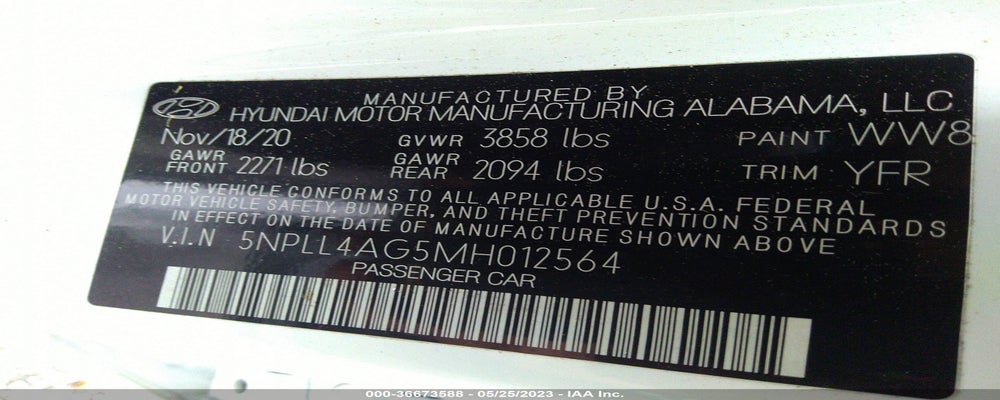 5NPLL4AG5MH012564 2021 HYUNDAI ELANTRA photo no. 9