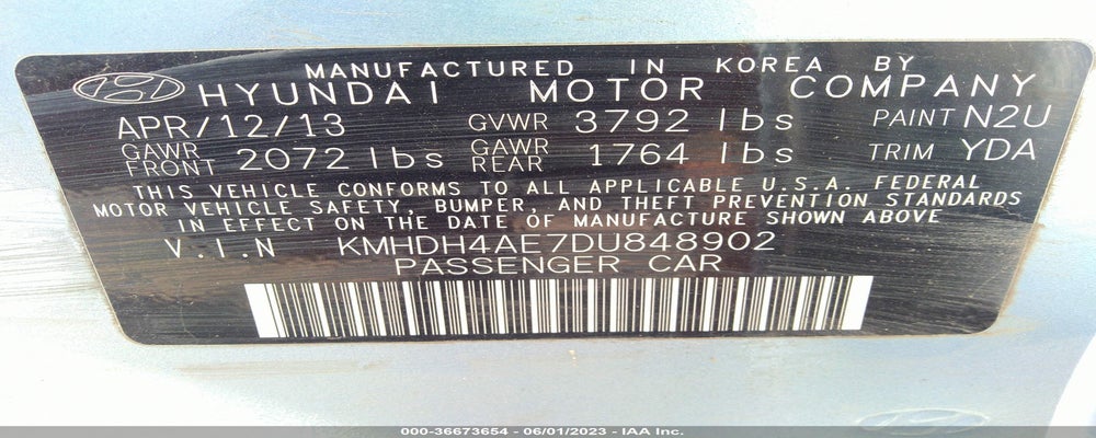 KMHDH4AE7DU848902 2013 HYUNDAI ELANTRA photo no. 9