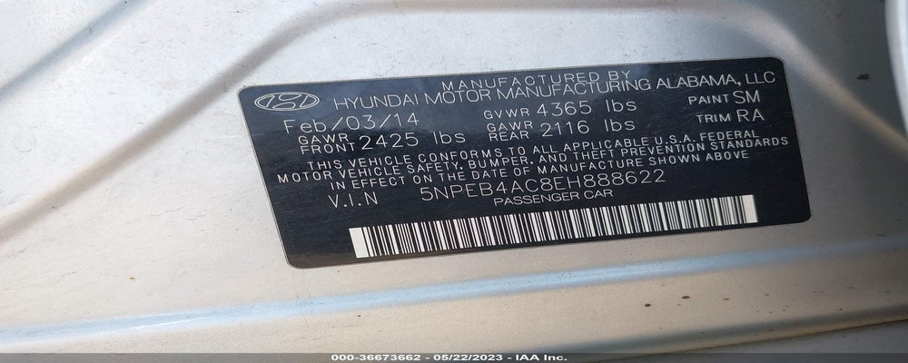 5NPEB4AC8EH888622 2014 HYUNDAI SONATA photo no. 9