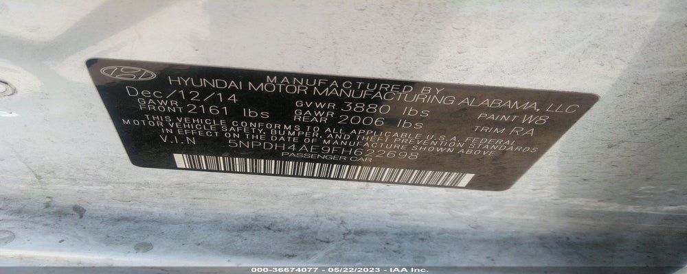 5NPDH4AE9FH622698 2015 HYUNDAI ELANTRA photo no. 9